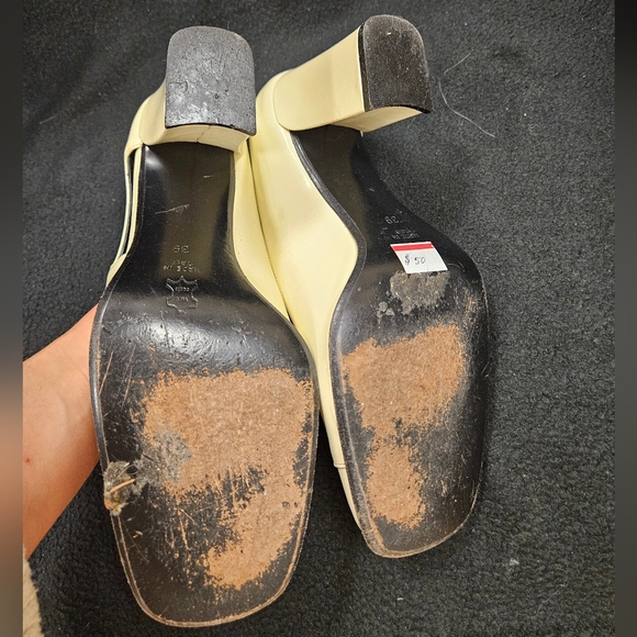 Simard leather heels made in Italy - light cream yellow - Picture 4 of 6
